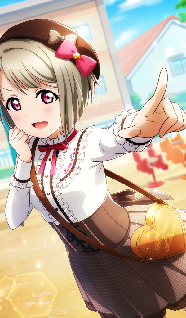 Девушка аниме в форме на детской площадке