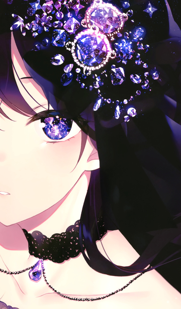 Красивая девушка аниме с украшениями в волосах