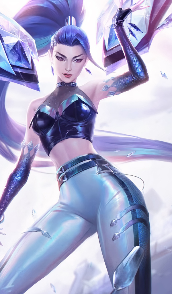 Эффектная девушка аниме кидает кристаллы 