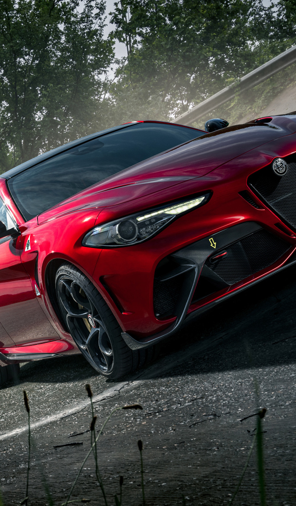 Автомобиль Alfa Romeo Giulia GTAm, 2021 года красного цвета