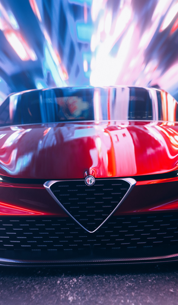 Красный автомобиль Alfa Romeo Zagato CGI в тоннеле 