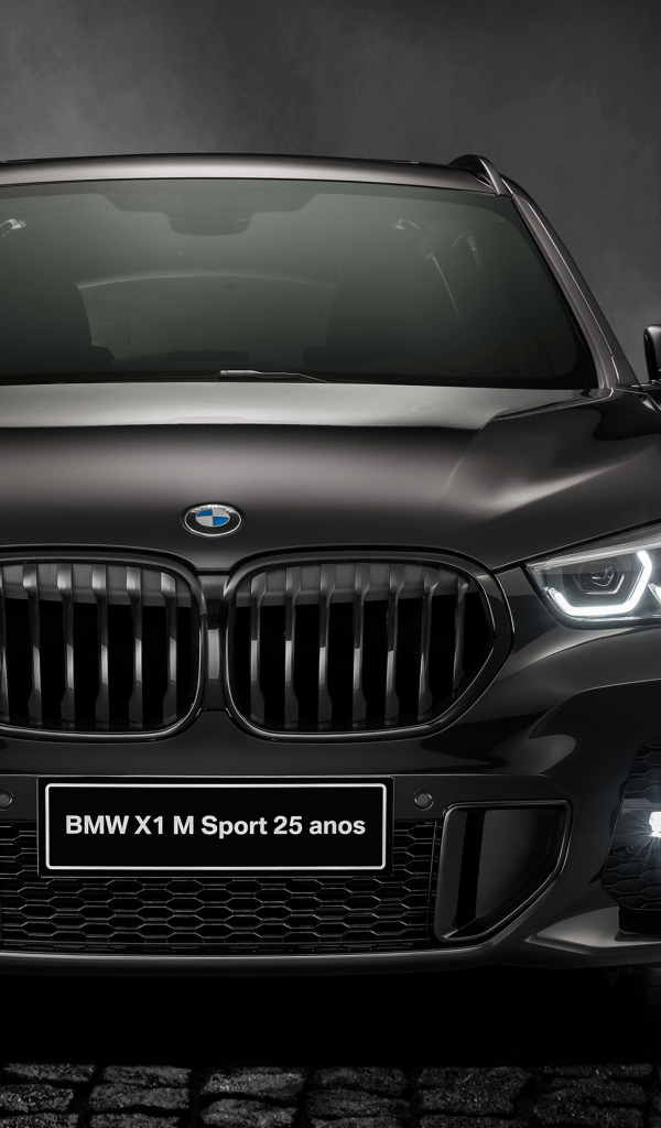 Черный автомобиль BMW X1 SDrive20i M Sport 25 Anos 2020 года вид спереди
