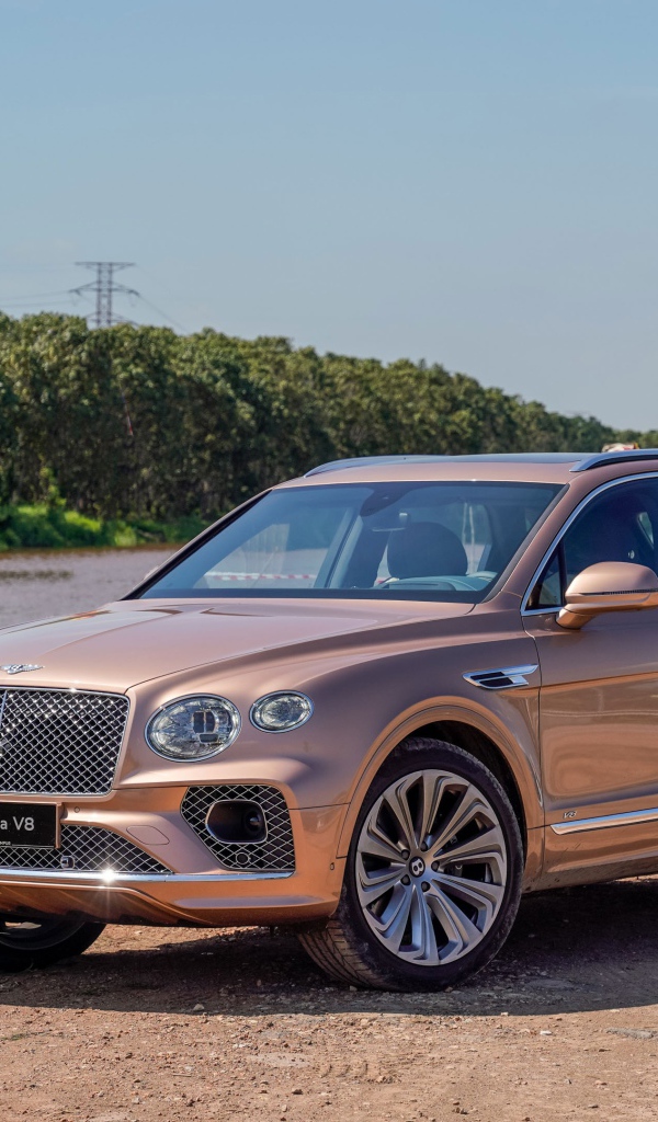 Автомобиль Bentley Bentayga V8 2020 года у реки