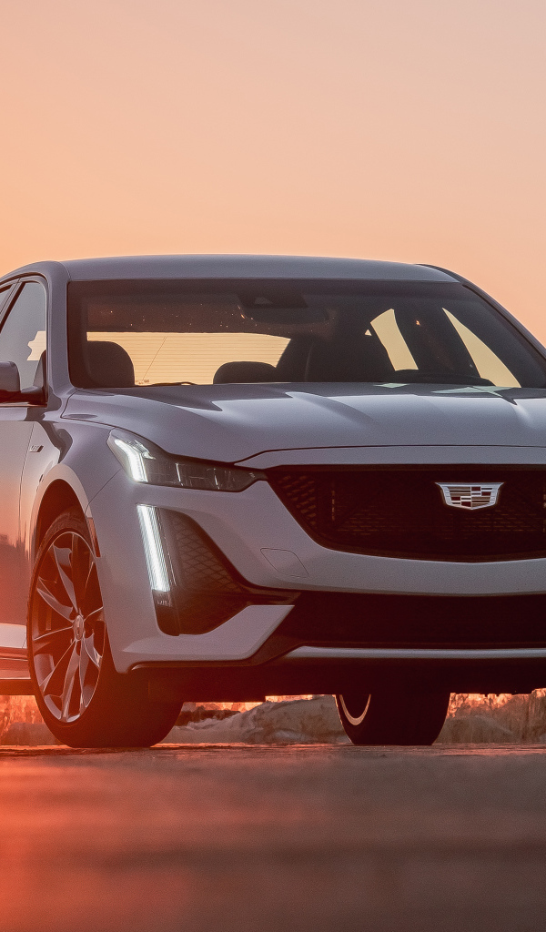 Автомобиль Cadillac CT5-V, 2020 года на фоне заката