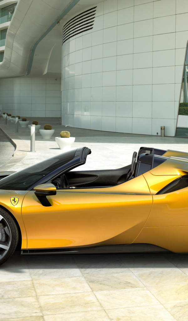 Автомобиль кабриолет Ferrari SF90 Spider 2021 года вид сбоку