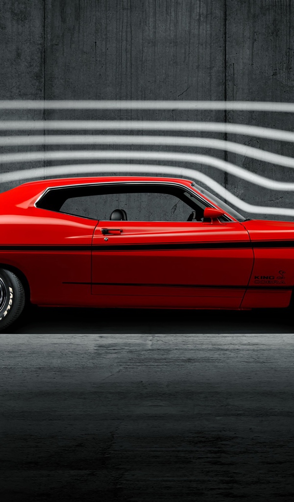 Красный ретро автомобиль Ford Torino King Cobra, 1970 года
