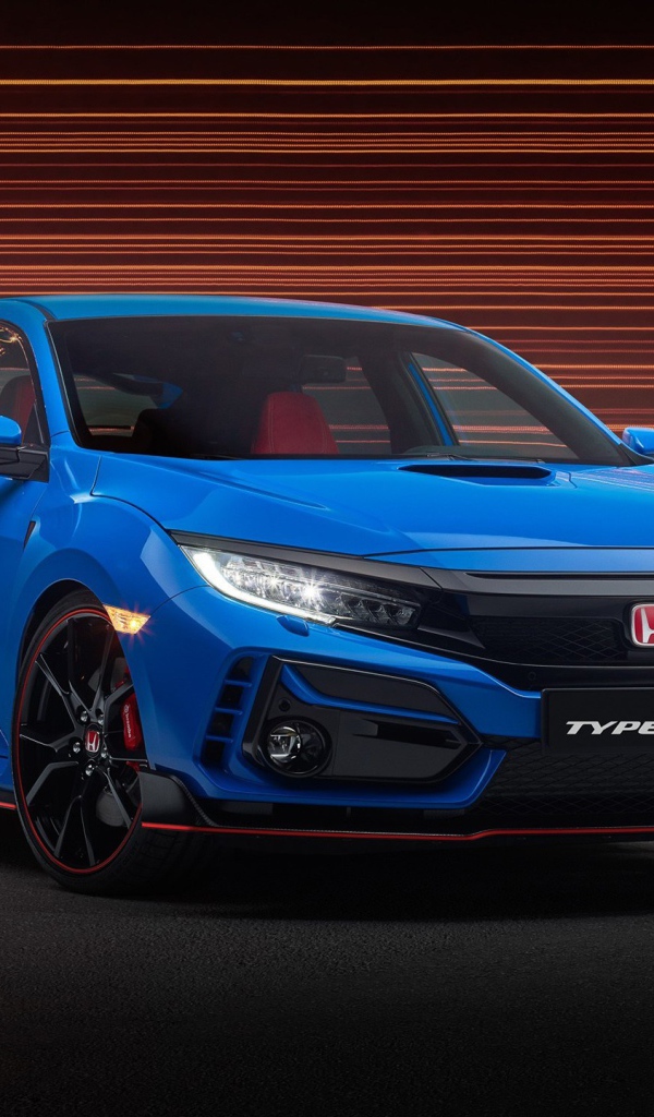 Голубой автомобиль Honda Civic Type R 2020 года 