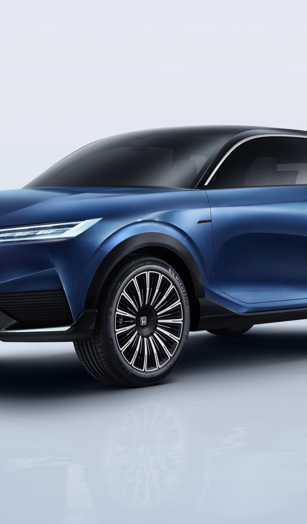 Синий автомобиль Honda SUV Econcept 2020 года на сером фоне