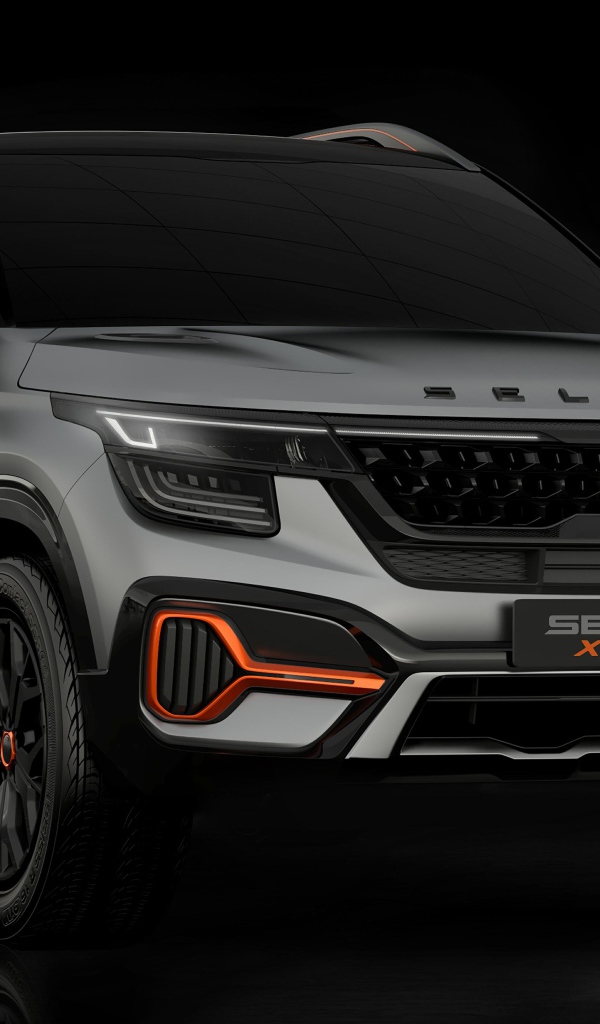 Автомобиль Kia Seltos X-Line Concept 2020 года на черном фоне 