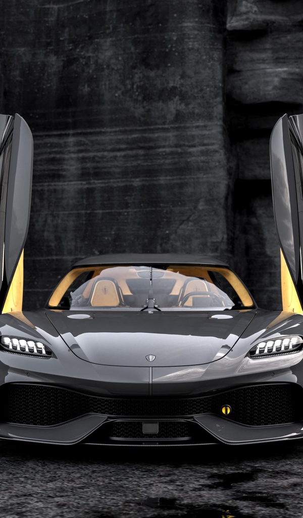 Спортивный автомобиль Koenigsegg Gemera 2020 года с открытыми дверями