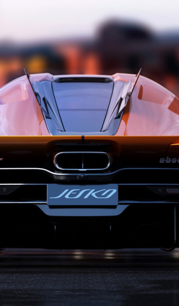 Быстрый автомобиль Koenigsegg Jesko Absolut 2020 года вид сзади