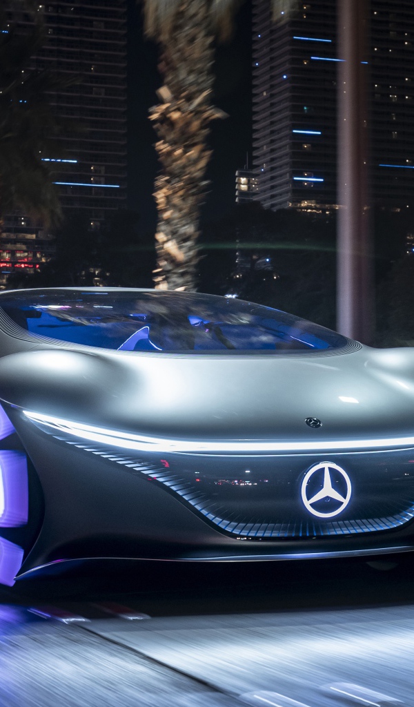Автомобиль  Mercedes-Benz VISION AVTR, 2020 года с неоновыми колесами