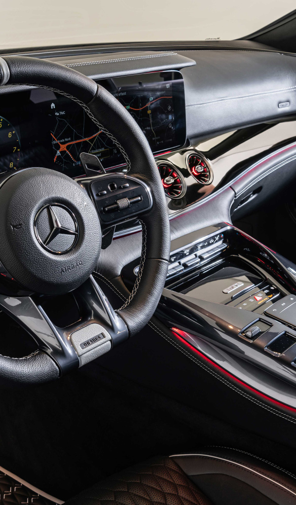 Черный кожаный салон автомобиля Brabus Rocket 900 One Of Ten Mercedes-AMG GT 63 S 4MATIC+