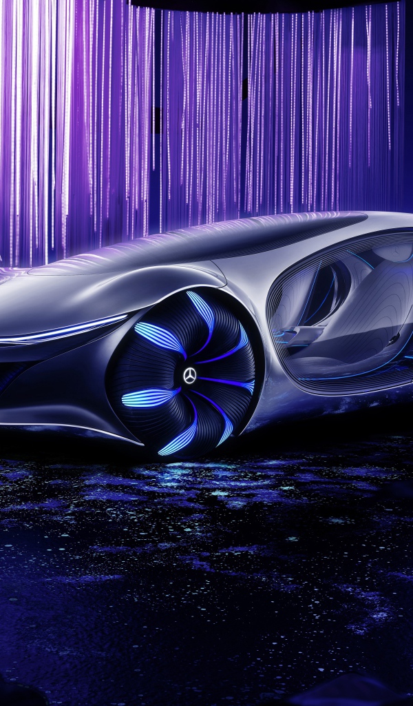 Футуристический автомобиль Mercedes-Benz VISION AVTR 2020 года в неоновом цвете