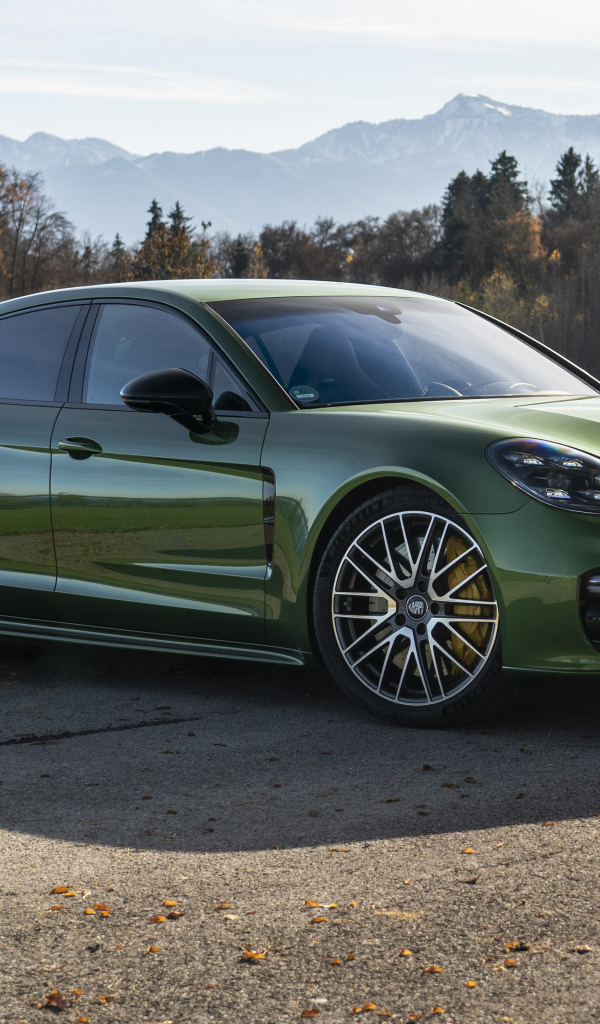 Зеленый автомобиль Porsche Panamera 4S 2021 года