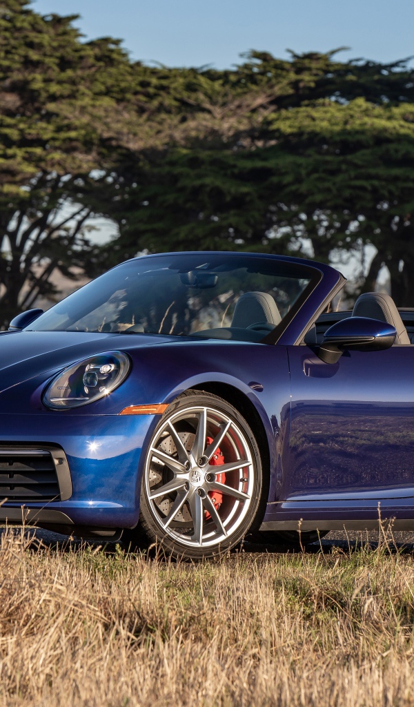 Автомобиль Porsche 911 Carrera S, 2020 года на фоне деревьев 