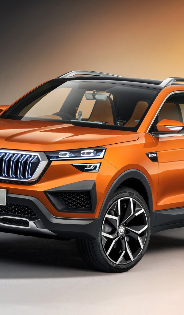 Оранжевый внедорожник Skoda Vision IN 2020 года