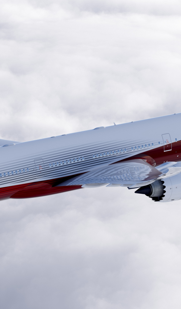 Большой пассажирский boeing 777 в небе 