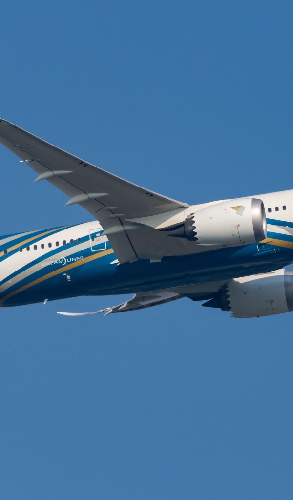 Пассажирский  Boeing 787-8 авиакомпании Oman Air в голубом небе