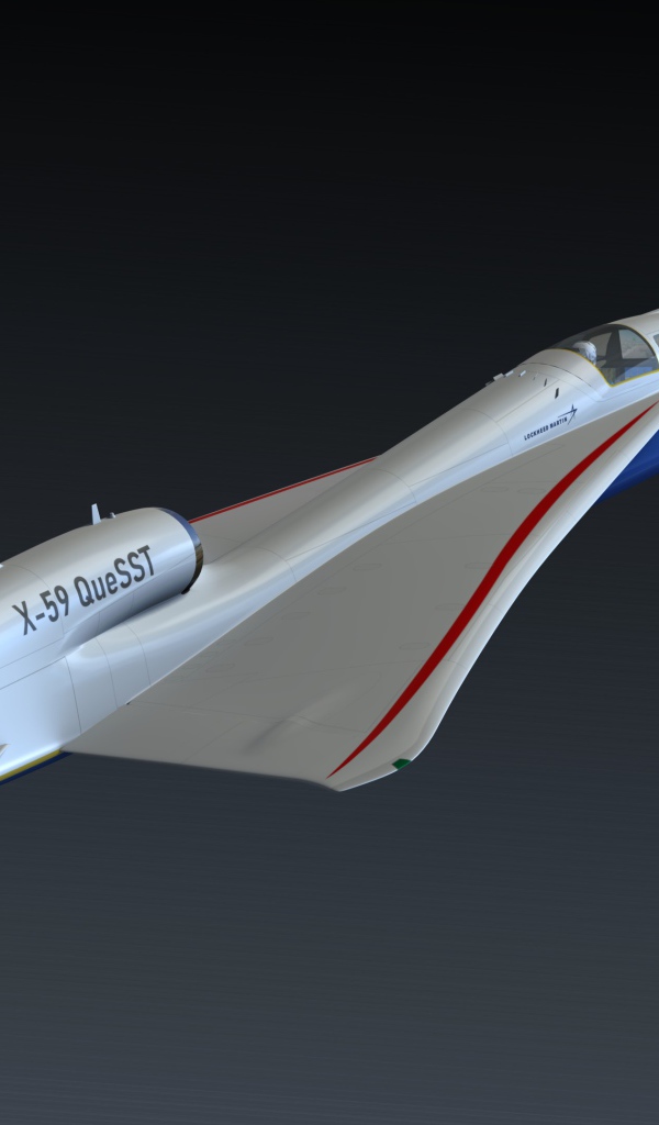 Supersonic aircraft X-59 QueSST on a gray background