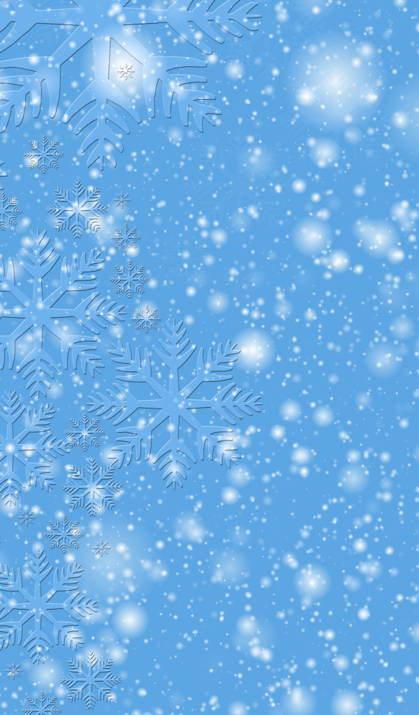 Голубой фон с белыми точками и снежинками