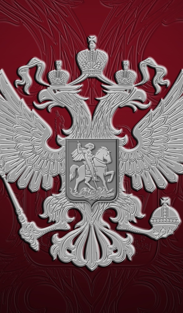 Герб России на бордовом фоне 