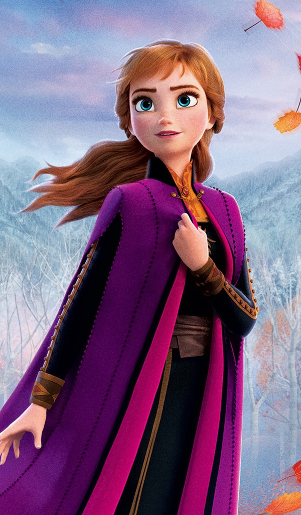 Анна в накидке в холодном лесу мультфильм Холодное сердце 2