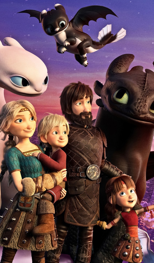 Постер с персонажами мультфильма Как приручить дракона 