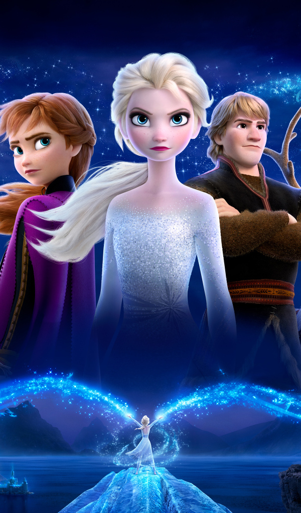 Герои мультфильма Холодное сердце 2 на фоне гор