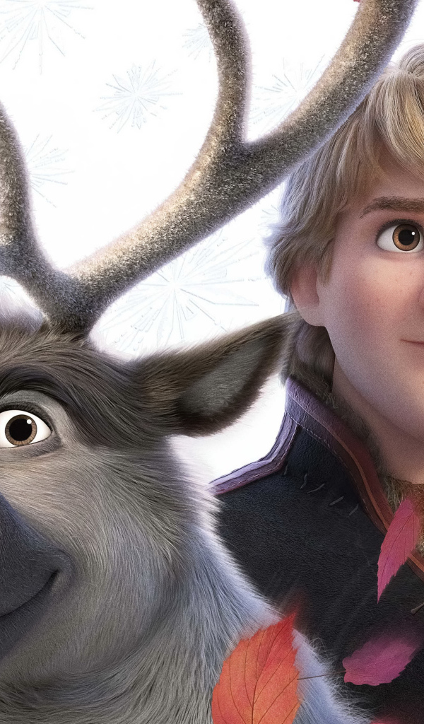 Персонажи Кристоф и Свен на белом фоне мультфильм Холодное сердце 2