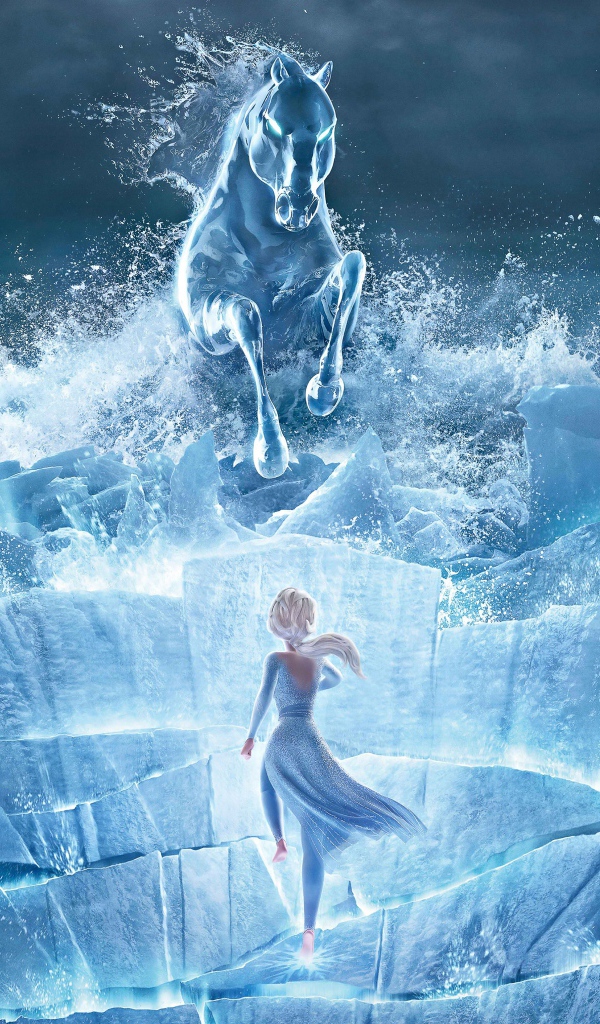 Эльза на ледяной скале с конем