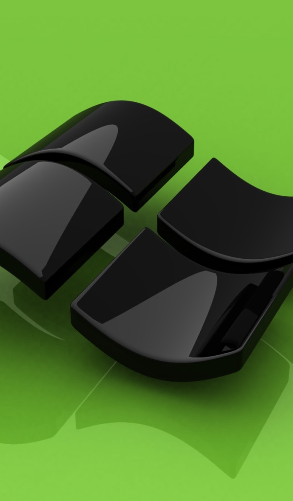 Черный значок Windows на зеленом фоне