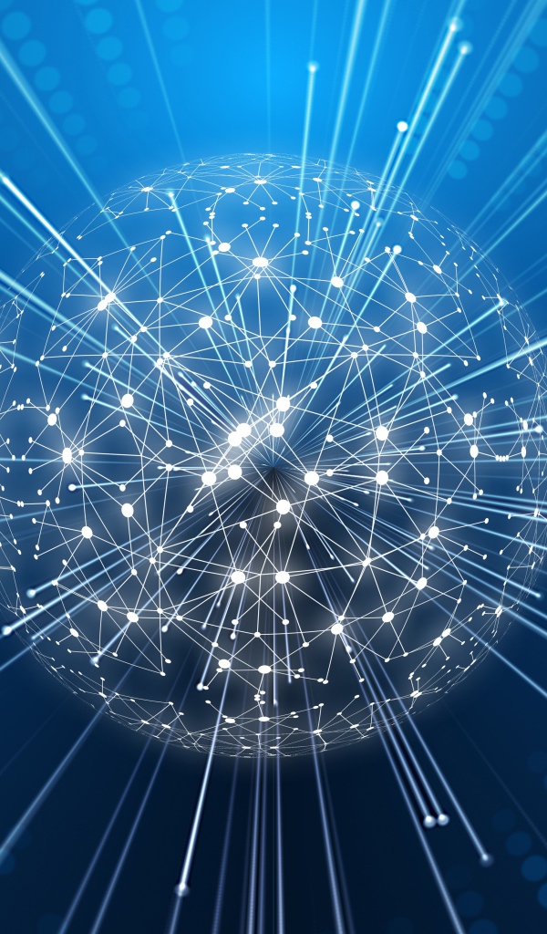 Шар из цифровой паутины на синем фоне