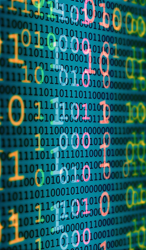 Много разноцветных цифр двоичный код