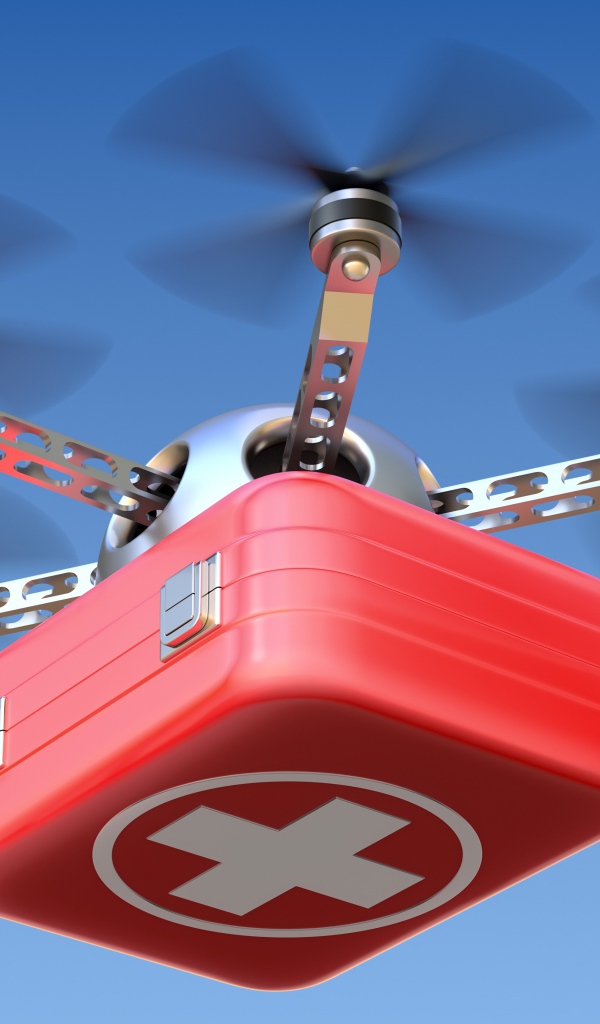 Медицинский беспилотник в голубом небе 