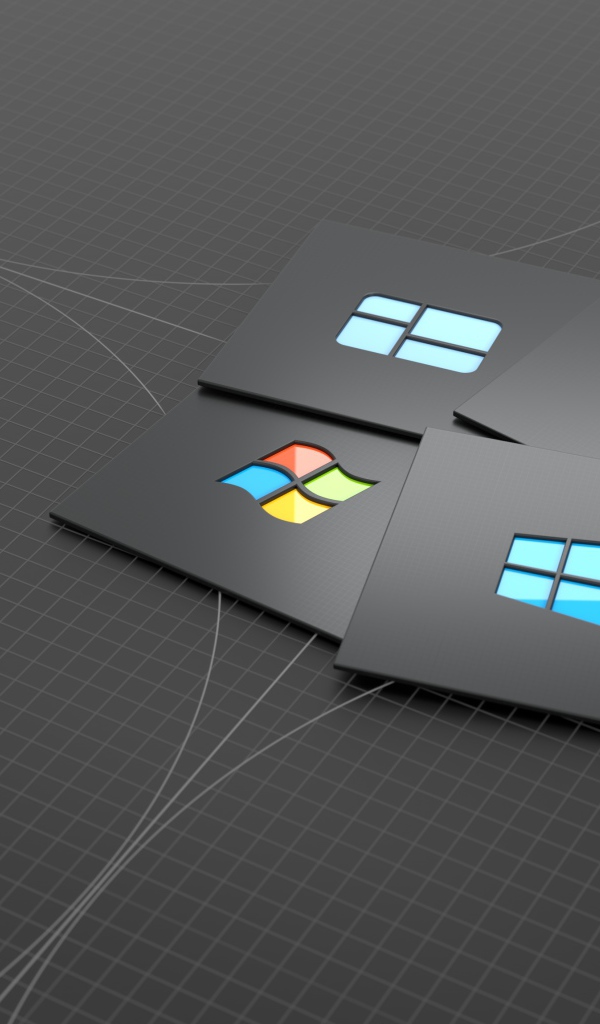 Квадраты Windows 10 на сером фоне 