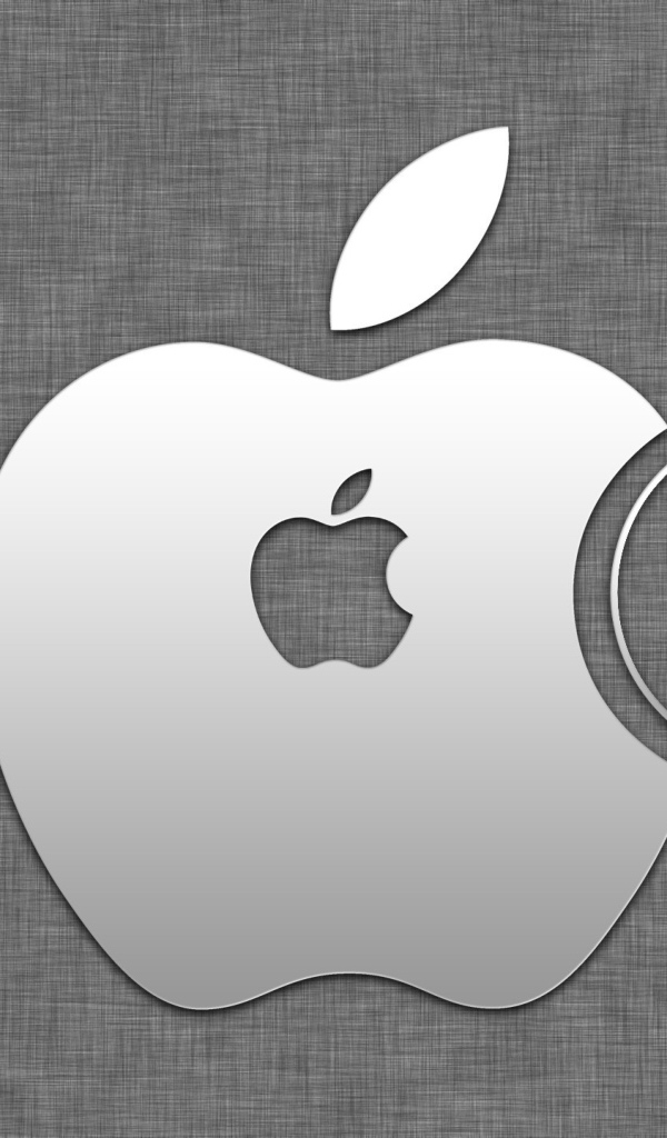 Apple and pacman icon on gray background