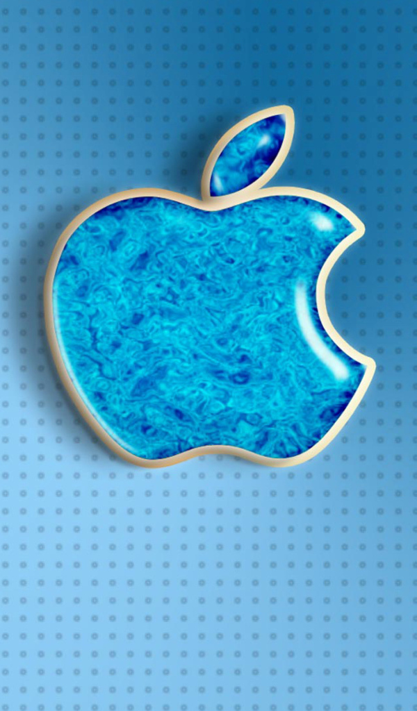 Голубой значок apple на фоне с точками