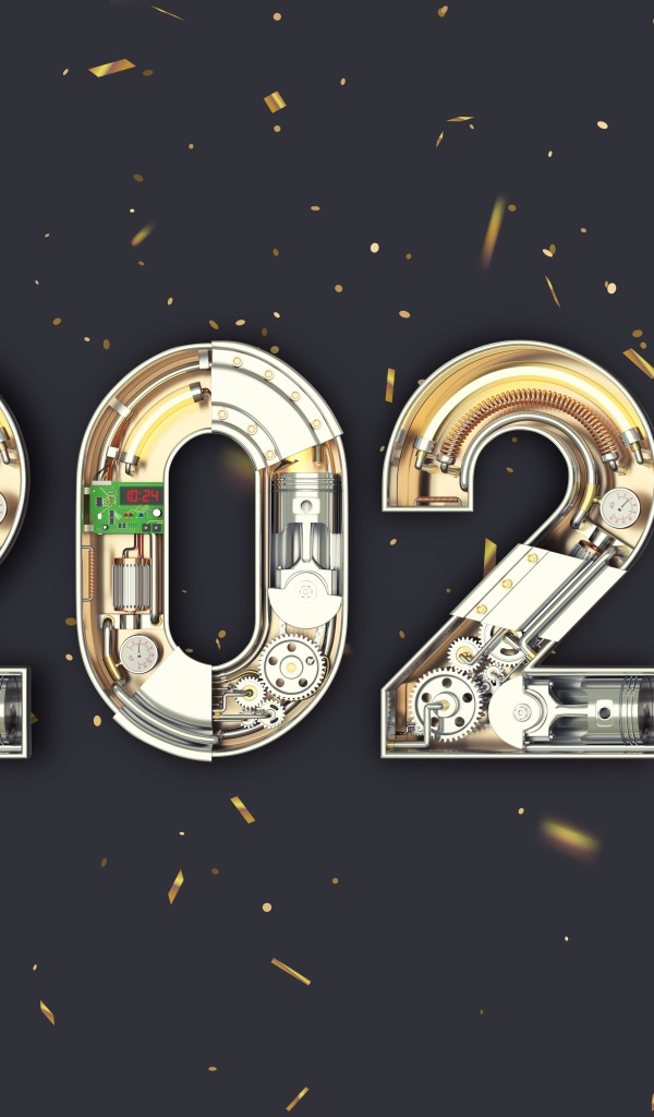 Большие механические цифры 2020 на сером фоне