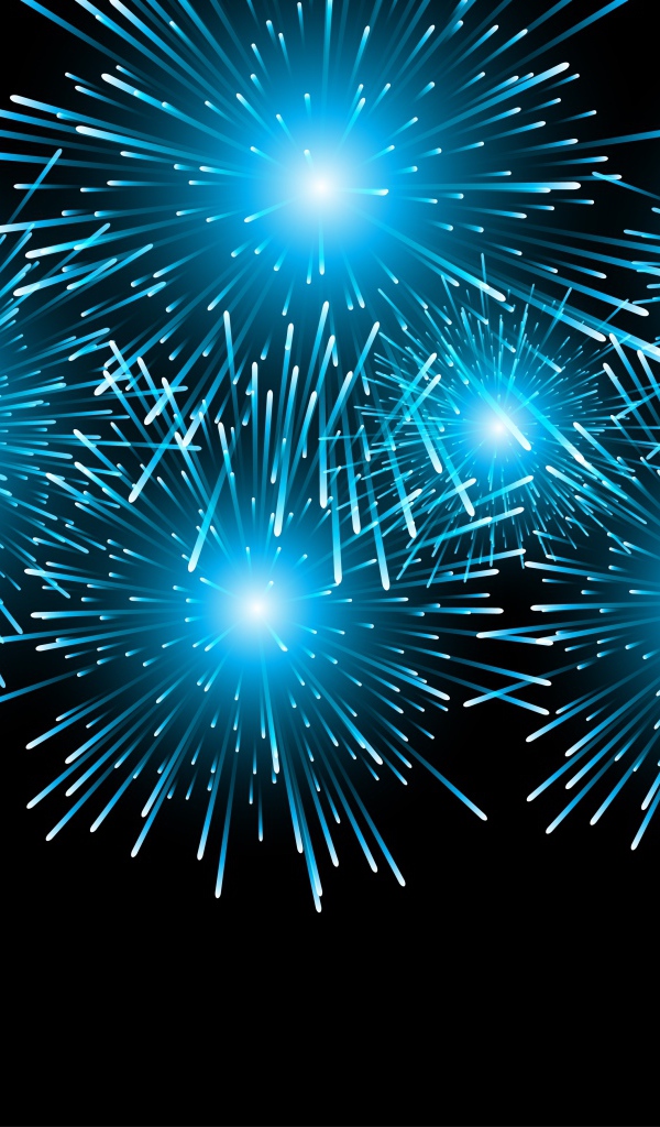 Яркий голубой салют на черном фоне