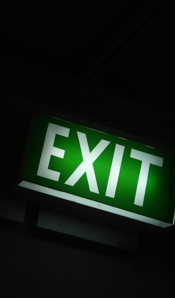 Зеленая надпись exit на черном фоне