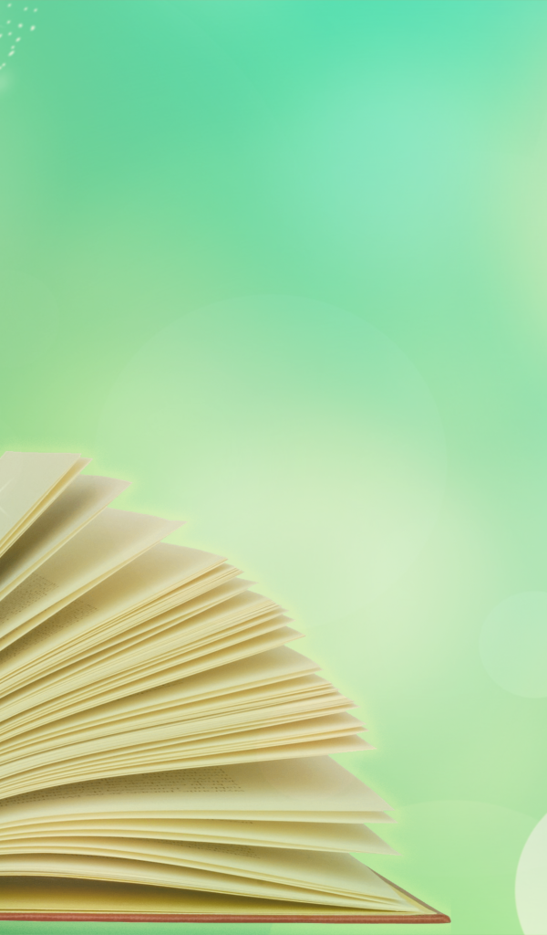 Волшебная открытая книга на голубом фоне