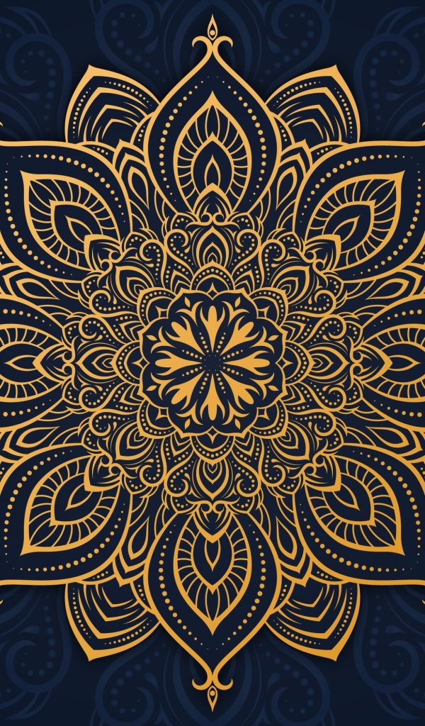 Красивый золотистый рисунок на синем фоне