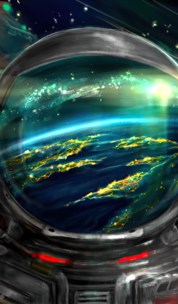 Нарисованный астронавт в скафандре в космосе