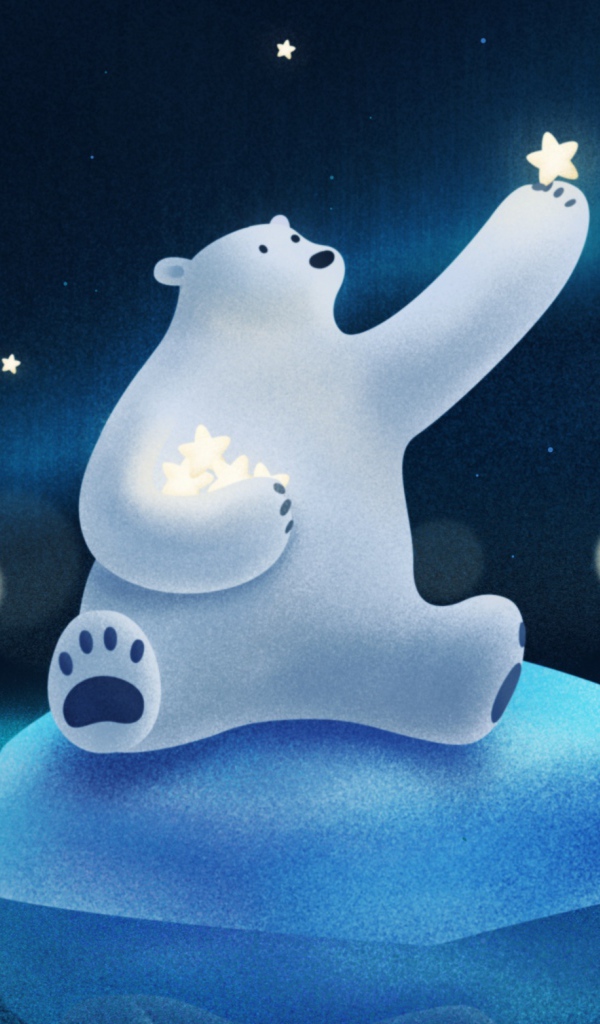 Polar bear catches stars on an ice floe