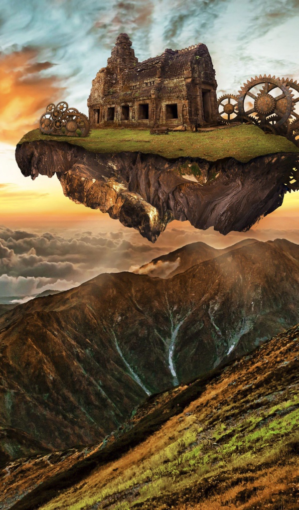 Фантастический дом на скале над облаками 