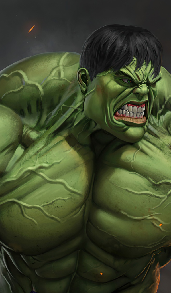 Разъяренный зеленый Халк идет в атаку