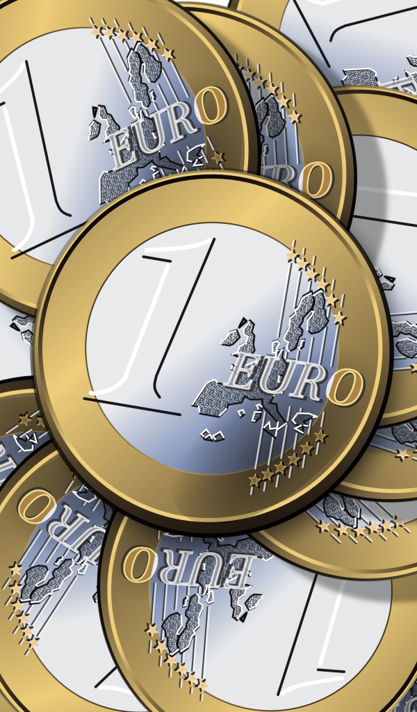 Много монет в один евро крупным планом 