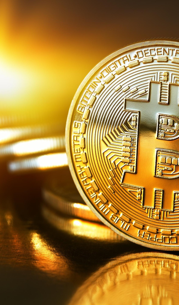 Драгоценная монета Биткоин крупным планом