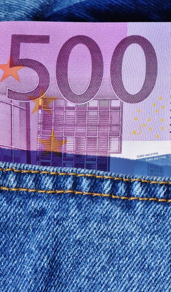 A bundle of euro bills in a pocket